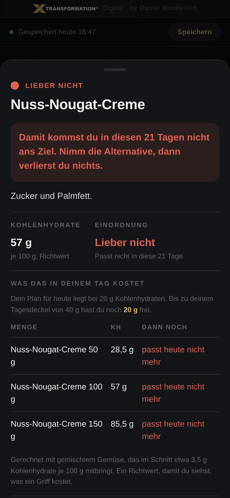 X‑Transformation App: Supermarkt-Check zeigt die Einordnung eines Lebensmittels