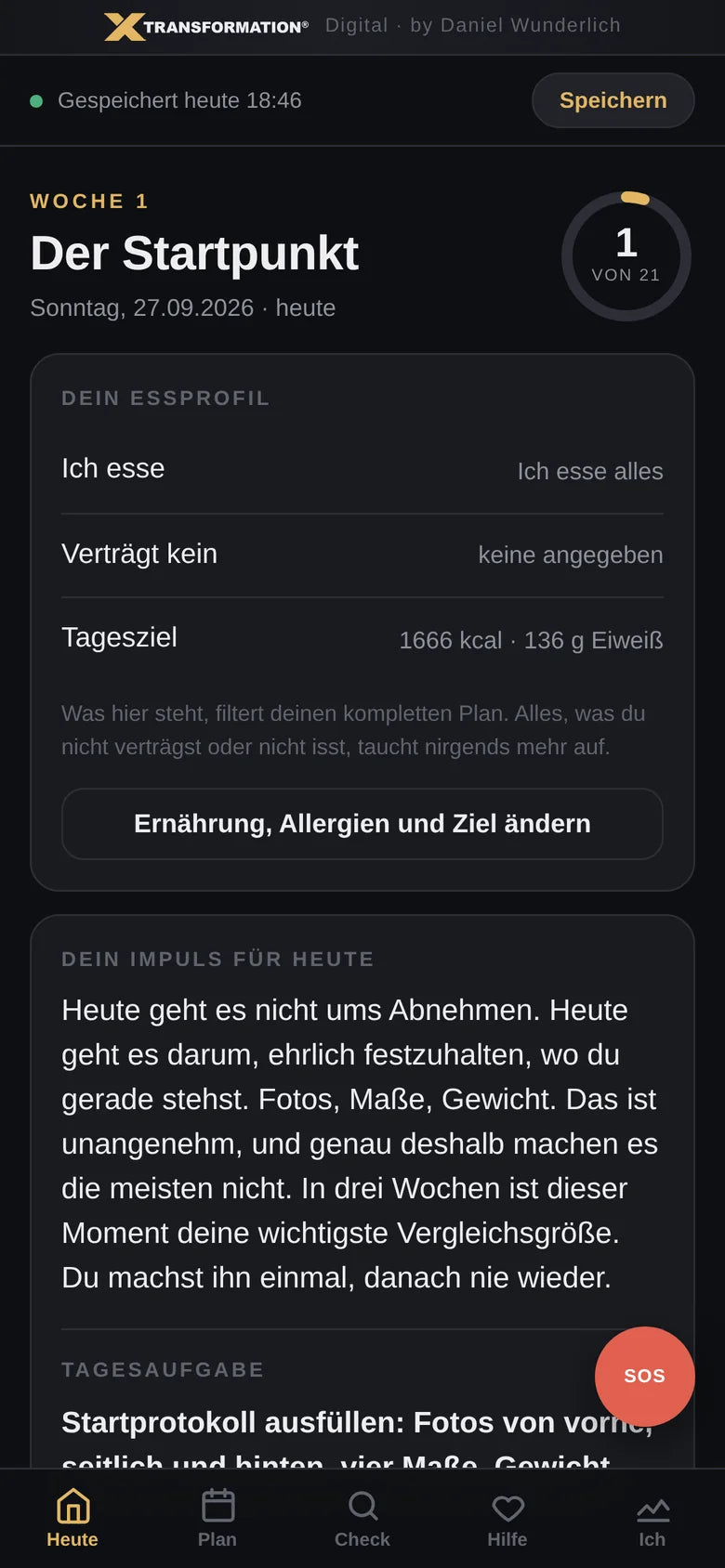 X‑TRANSFORMATION App: der Tag im Überblick