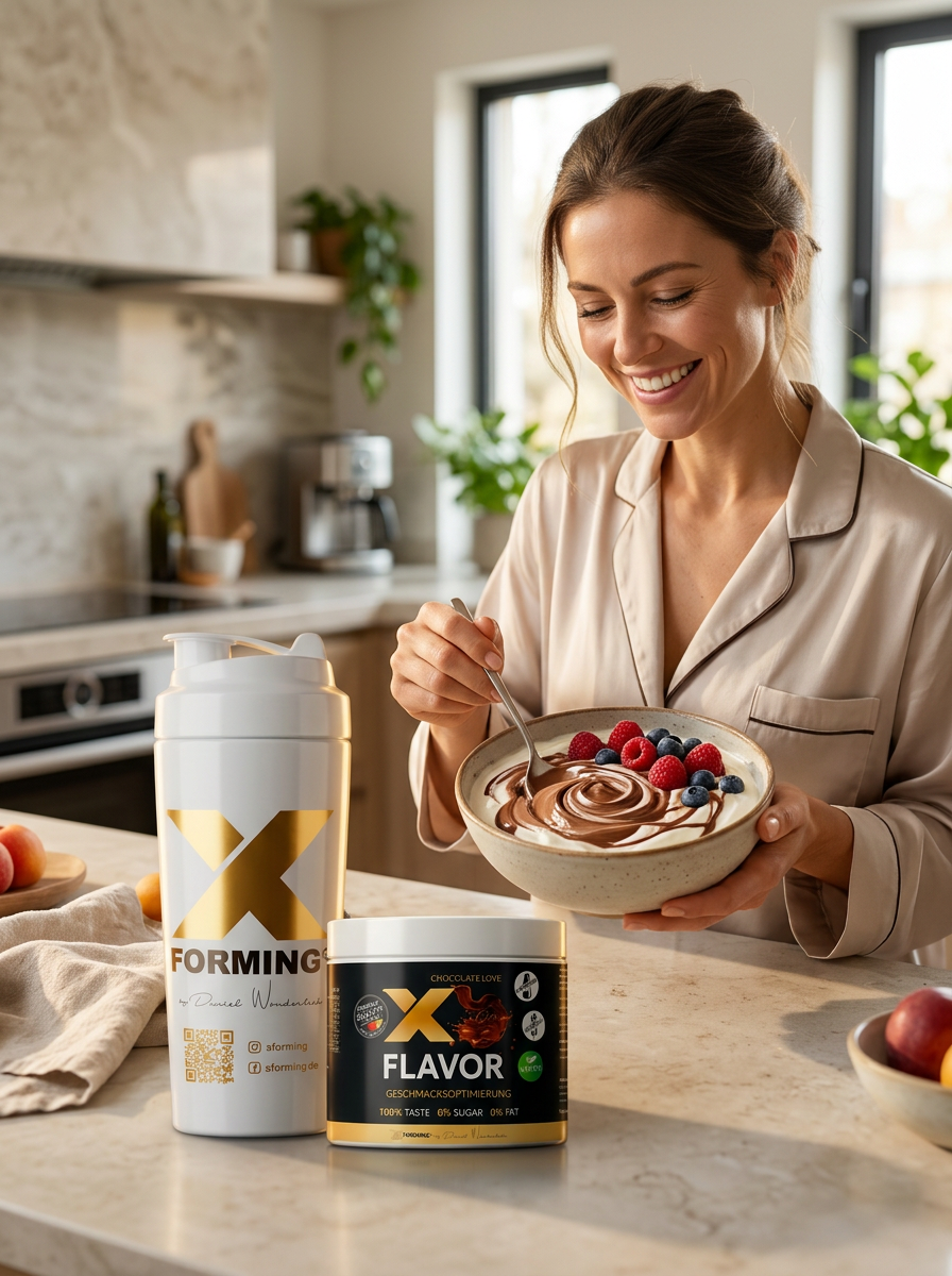 X-FORMING-System, cremige X-FLAVOR-Bowl mit dem weißen Shaker
