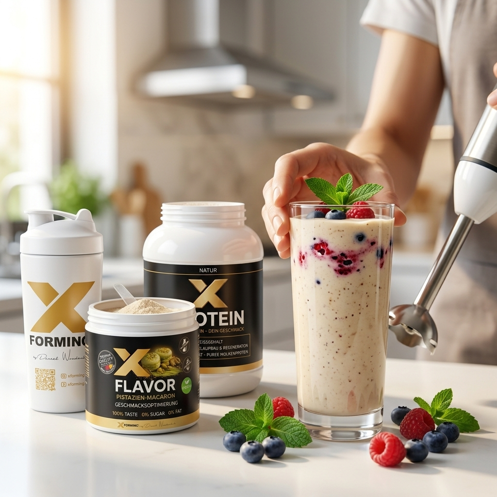 X-FORMING-System, Protein-Smoothie aus Protein, Flavor und Shaker