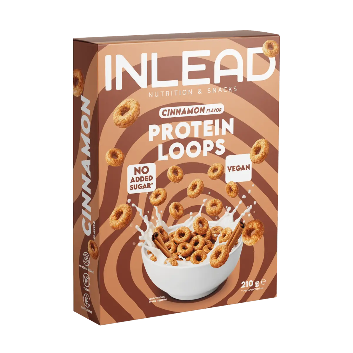 Inlead Protein Loops Cinnamon 210 g, knusprige Protein-Frühstücksringe, vegan