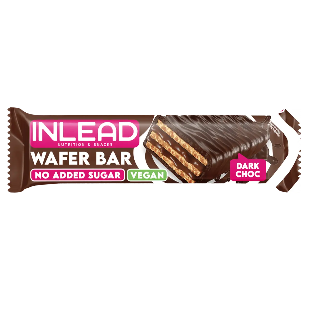 Inlead Waffelriegel 45 g Dark Choc, veganer dunkler Schokoüberzug
