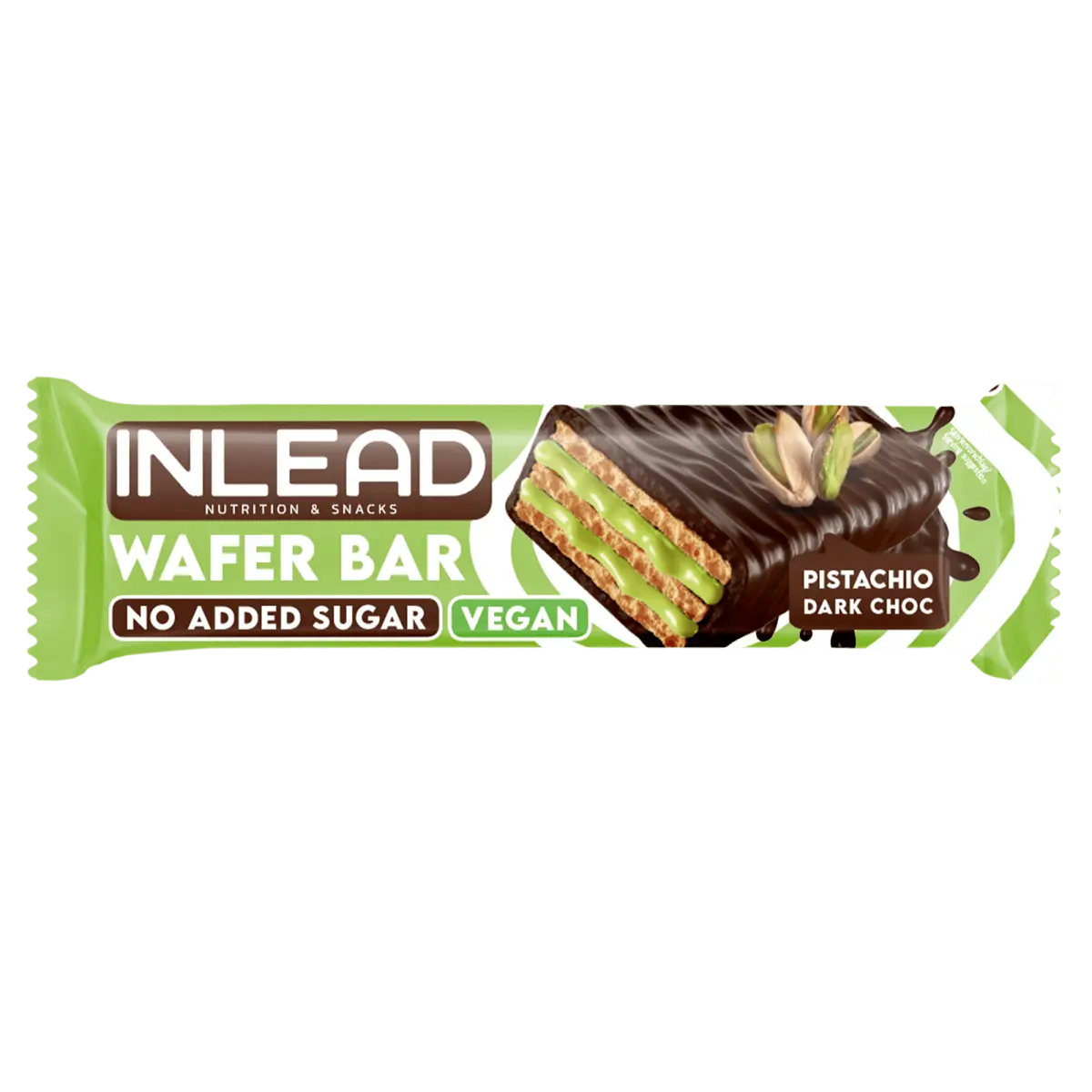 Inlead Waffelriegel 45 g Pistachio Dark Choc, cremige Pistazienfüllung