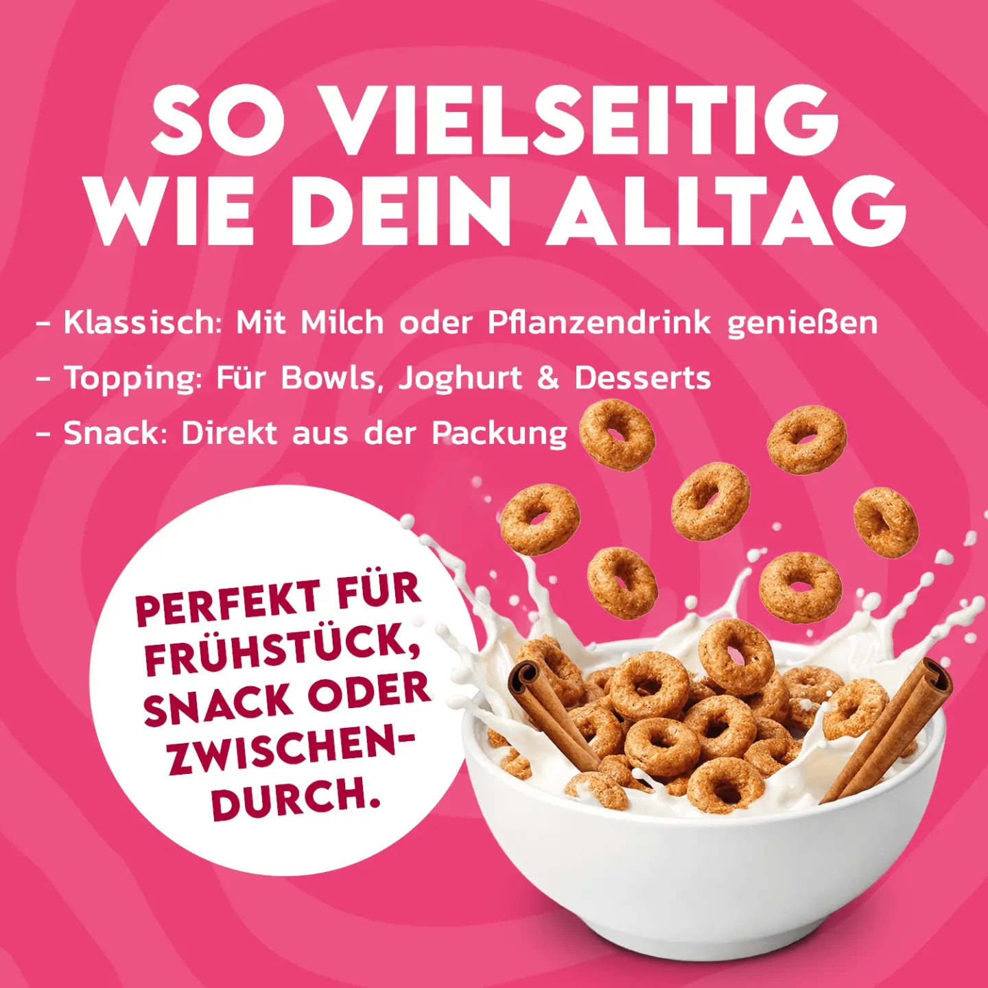 Protein Loops so vielseitig: mit Milch, als Topping oder Snack