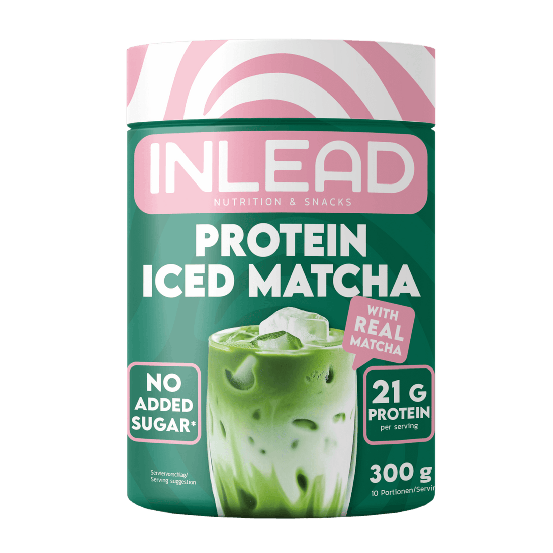 Inlead Protein Iced Matcha 300 g, Matcha-Latte-Proteinpulver mit 21 g Eiweiß pro Portion