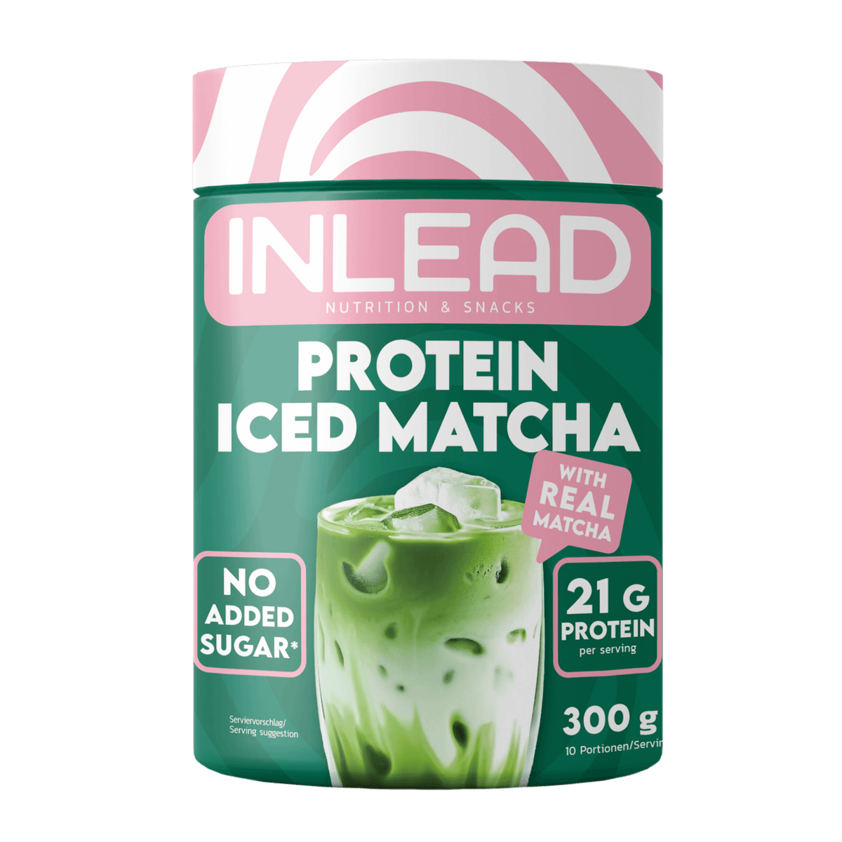 Inlead Protein Iced Matcha 300 g, Matcha-Latte-Proteinpulver mit 21 g Eiweiß pro Portion