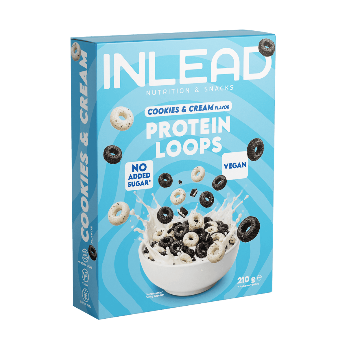 Inlead Protein Loops Cookies & Cream 210 g, knusprige Protein-Frühstücksringe, vegan