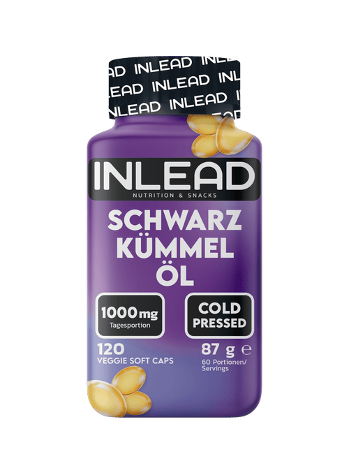 Inlead Schwarzkümmelöl, 120 vegane Softgel-Kapseln, kalt gepresst, 1000 mg je Tagesportion