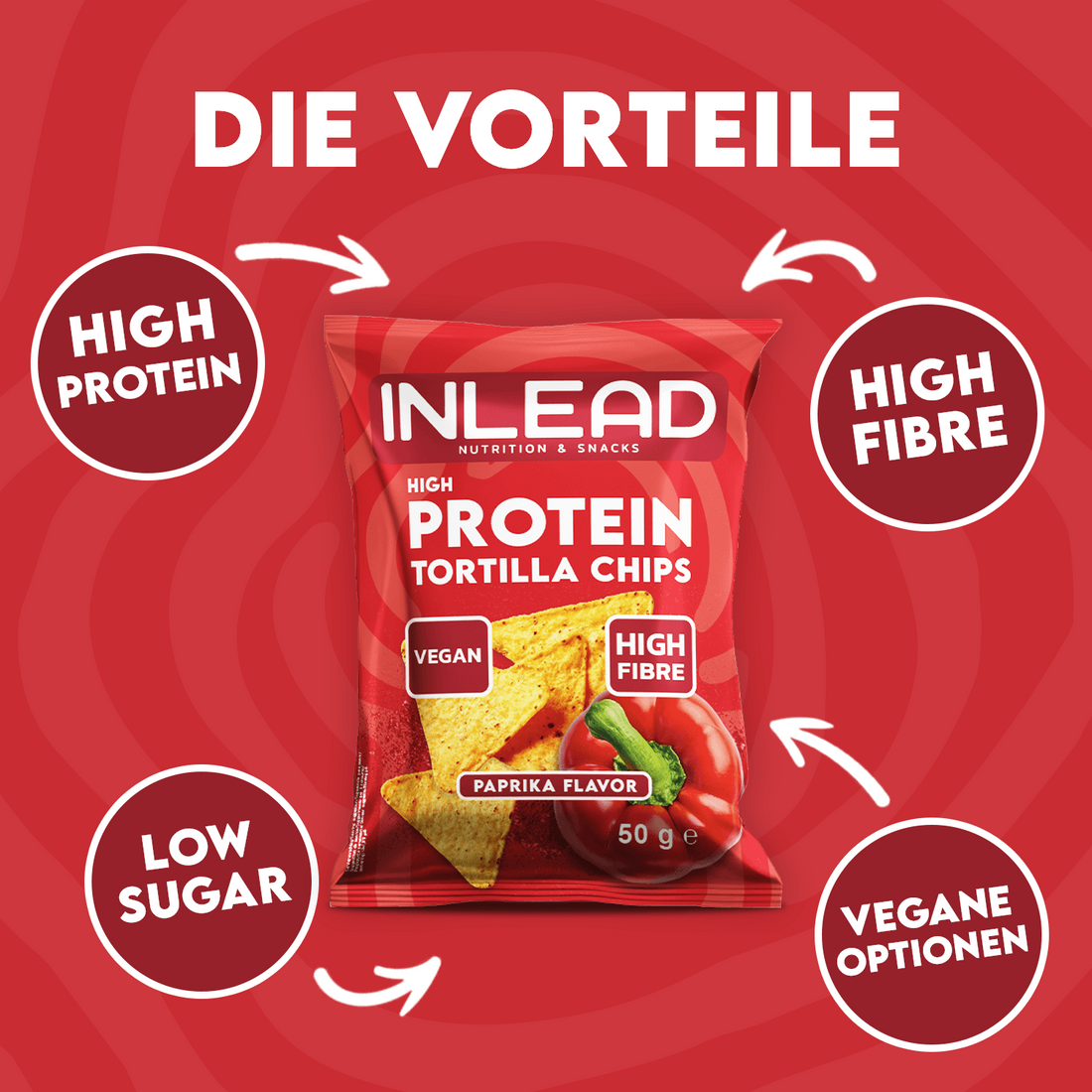 Inlead Tortilla-Chips 50 g, proteinreich und knusprig