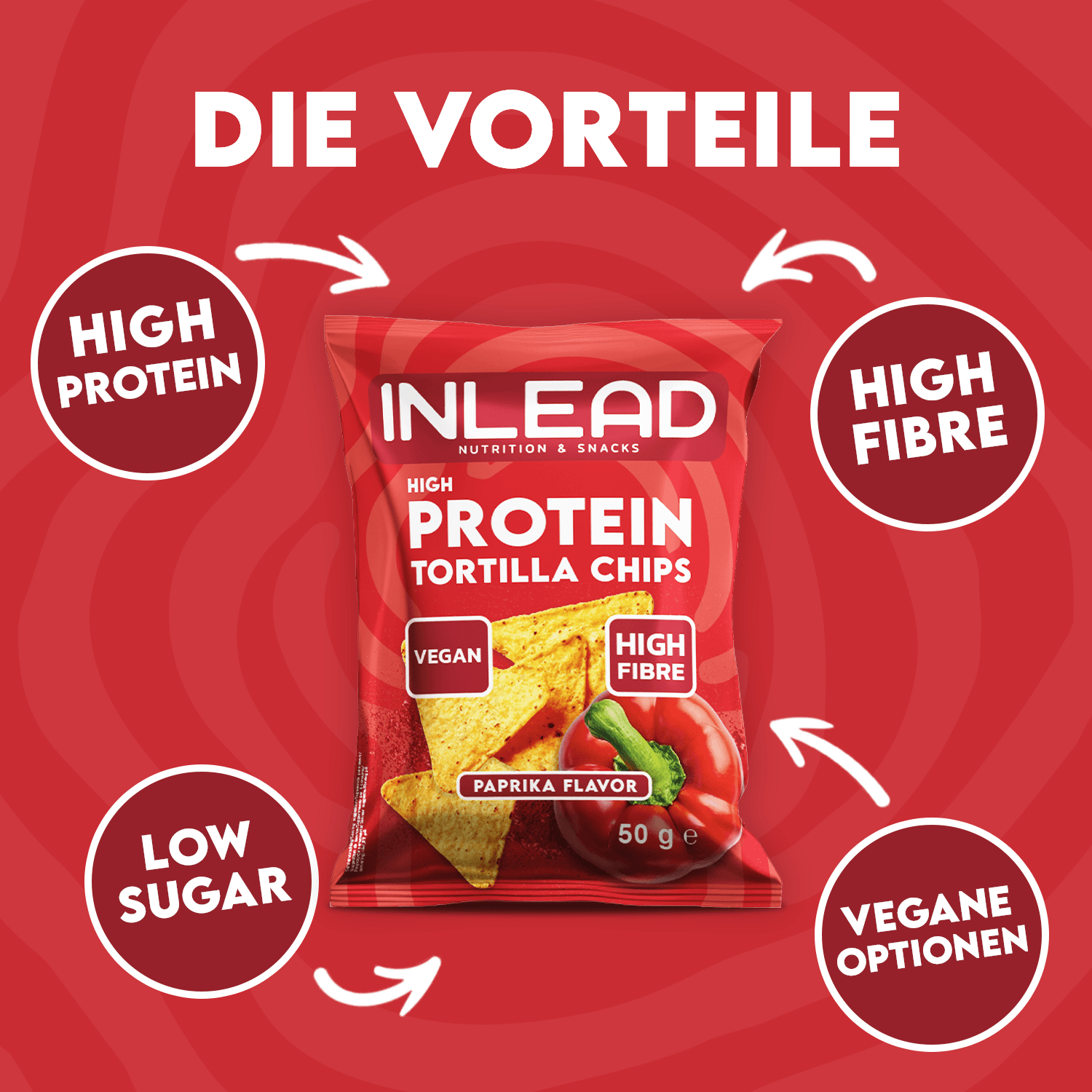 Inlead Tortilla-Chips, proteinreich, ballaststoffreich, zuckerarm