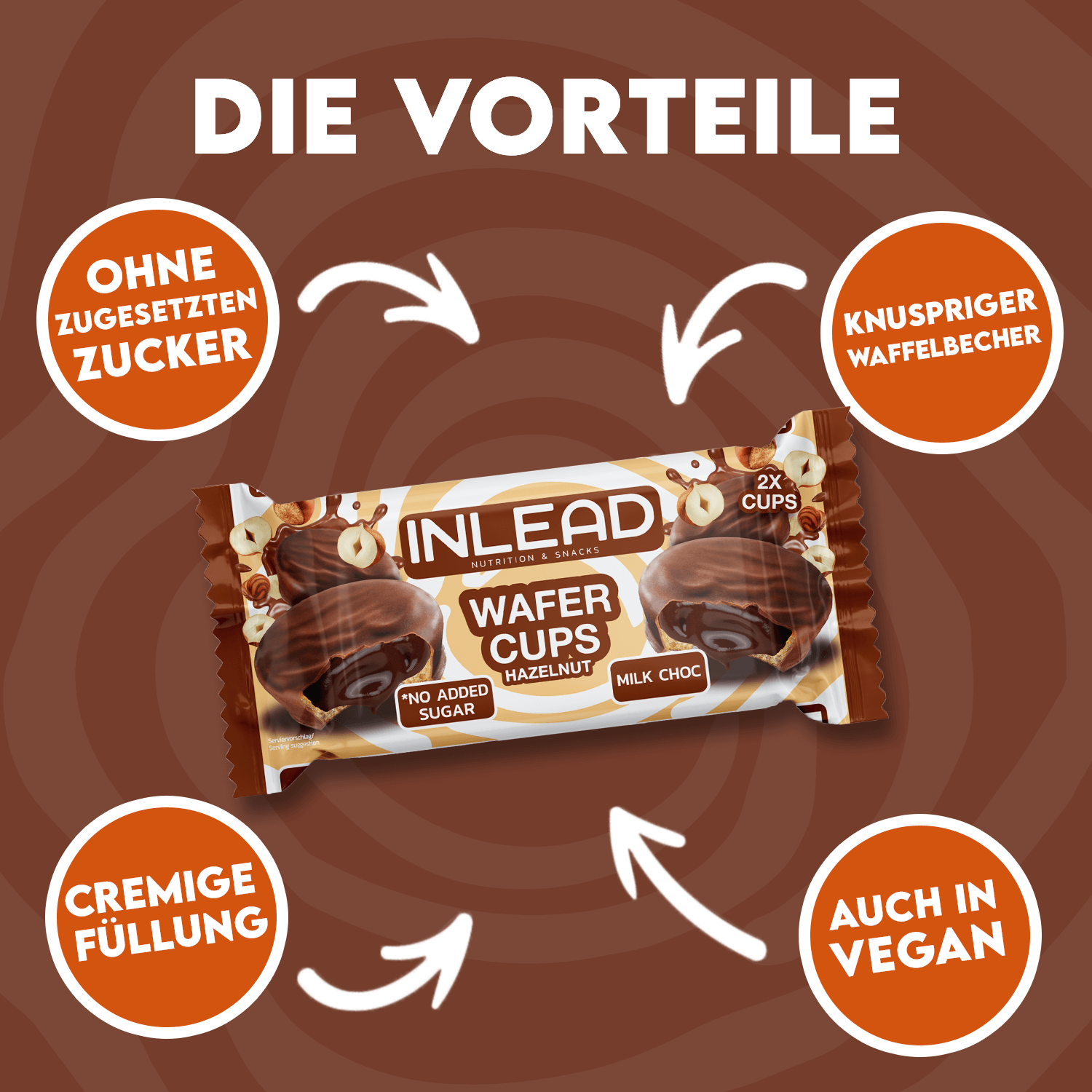 Inlead Waffel-Cups, knuspriger Waffelbecher mit cremiger Füllung