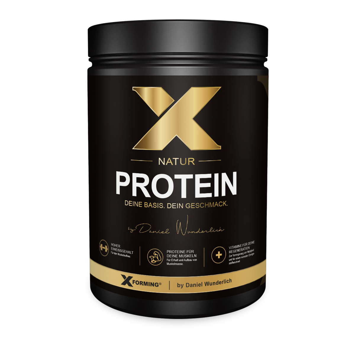 X-PROTEIN Natur Dose 750 g, freigestellt vor weißem Hintergrund